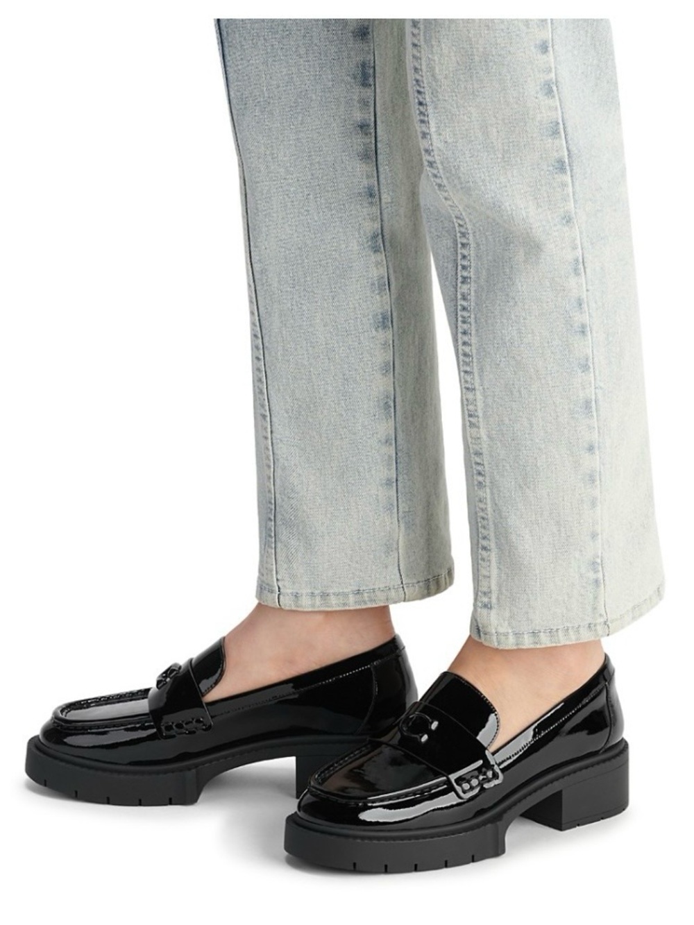 Coach Black Patent Chunky Platform Penny Loafers - Picture 2 of 12